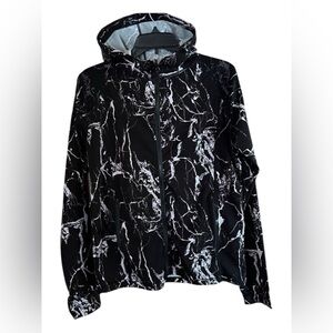 2/$20 - Black and White Marble Women's Full Zip Hoodie Jacket - L